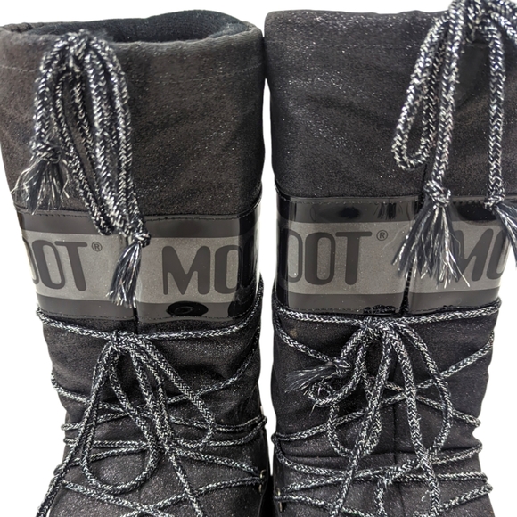 Tecnica Original Moon Boots Black Glitter Women's 35 / 38 Tall Lace Up - Picture 8 of 15